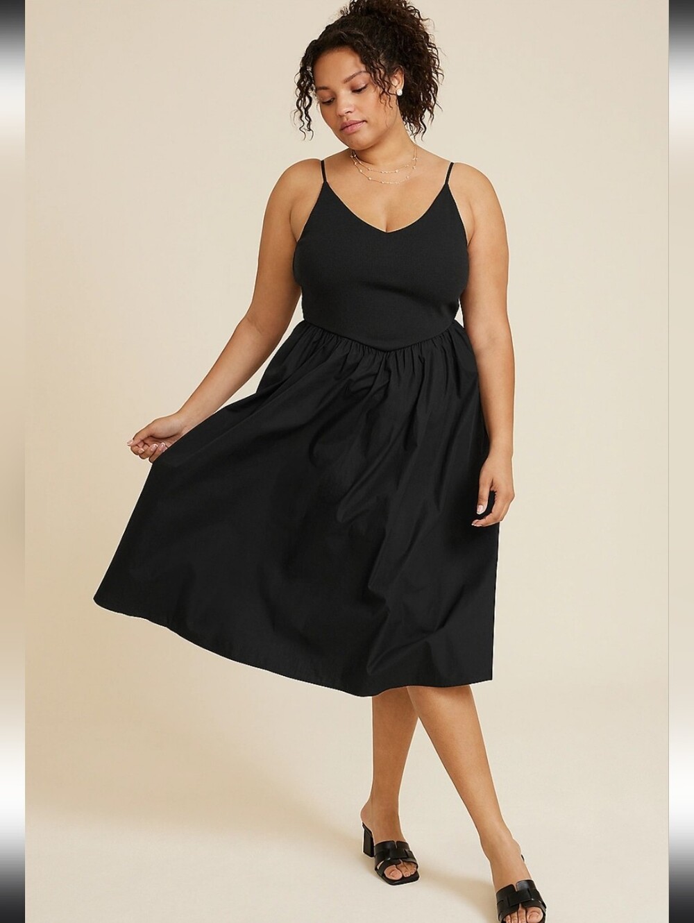 NWT Gorgeous Classic Midi Black Dress With Drop Waist. Maurices. Plus Size XXL.